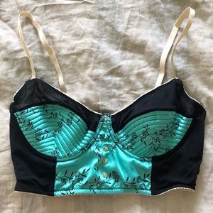 Satin and Mesh Balconette Bra
